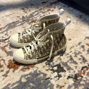 Dior High-Top Sneakers in Cream and Gray
